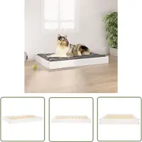 The Living Store Living Store hondenbed, wit, 91,5 x 64 x 9 cm, massief grenenhout