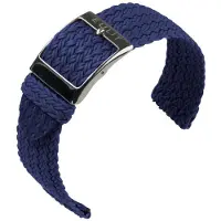 Eulit horlogeband - perlon - 22 mm - marineblauw blauw - metalen gesp