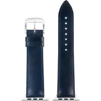 Eulit leer horlogeband geschikt voor Apple Watch 42/44/45/46 maat - Serie 1/2/3/4/5/6/7/8/9/10 + SE - shell cordovan smart - 22 mm - blauw - metalen zwart gesp - incl. adapter