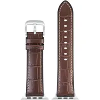 Eulit horlogeband geschikt voor Apple Watch 38/40/41 maat - Serie 1/2/3/4/5/6/7/8/9/10 +SE - eutec belize smart - 20 mm - donkerbruin bruin - edel metaal metalen gesp MAT- incl. adapter