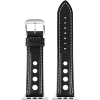 Eulit horlogeband geschikt voor Apple Watch 42/44/45/46 maat - Serie 1/2/3/4/5/6/7/8/9/10 + SE - racing smart - 22 mm - zwart - edelmetaal gesp zwart - incl. adapter