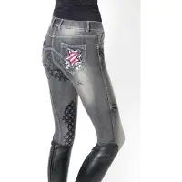 PFIFF rijbroek Starshine met antislip 176 Denim zwart