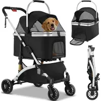 OEM Hondenbuggy, 4-wielen, aluminium, zwart, draagvermogen 40 kg