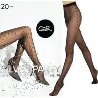 Gatta Silver Party – Maat M - Panty Dames – 20 DEN – Zwart Glitter met Vierkantjes – Feest Panty – Nieuwjaar (1 stuks)