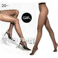 Gatta Silver Party- Maat L – Panty Dames – 20 DEN – Zwart – Feestelijke Panty met Decoratief Motief (1 stuks)