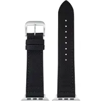 Eulit horlogeband geschikt voor Apple Watch 38/40/41 maat - Serie 1/2/3/4/5/6/7/8/9/10 + SE - canvas Smart - 20 mm - zwart - edel metaal metalen gesp ZWART - incl adapter