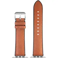 Eulit horlogeband geschikt voor Apple Watch 42/44/45/46 maat - Serie 1/2/3/4/5/6/7/8/9/10 + SE - eutec smart - 22 mm - goud bruin lichtbruin - edel metaal metalen gesp GLANZEND - incl. adapter