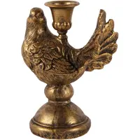 Baroque - Kandelaar - Kandelaar Vogel 17 cm - Goud - Resin - 17X11X8 - Polyresin