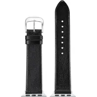 Eulit horlogeband geschikt voor Apple Watch 42/44/45/46 maat - Serie 1/2/3/4/5/6/7/8/9/10 + SE - nappa smart - 22 mm - zwart - metalen gesp ZWART - incl. adapter