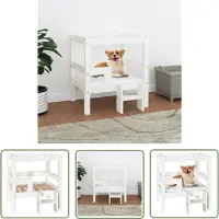 The Living Store Living Store hondenbed, wit, 55,5 x 53,5 x 60 cm, massief grenenhout