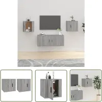 The Living Store TV-wandmeubel - van 2 - Grijs Sonoma Eiken - 40x34.5x40 cm - Bewerkt Hout