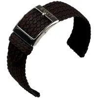 Eulit horlogeband - perlon - 20 mm - donkerbruin - metalen gesp
