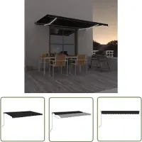 The Living Store Zonneluifel - Automatische Luifel - Luifel automatisch met LED en windsensor 500x350 cm antraciet - Buitenuitvoering - Terrasoleuning - Balkonscherm