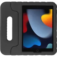 HappyCase Kinder Tablethoes Geschikt voor Apple iPad 10.2 2019/2020/2021 | Kindvriendelijke Hoes | Beschemhoes | Kinderhoes | met Handvat en Standaard | Zwart