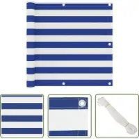 The Living Store Living Store Balkonbescherming, wit en blauw, 90x300 cm, Oxford-stof