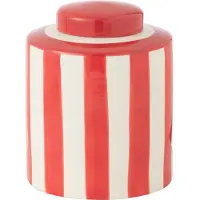 J-Line urne Listra Strepen - porselein - rood/wit