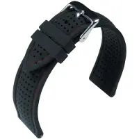Eulit horlogeband - siliconen - 22 mm - zwart - metalen gesp