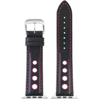 Eulit horlogeband geschikt voor Apple Watch 38/40/41 maat - Serie 1/2/3/4/5/6/7/8/9/10 + SE - racing smart - 20 mm - zwart rood - metalen mat gesp - incl. adapter