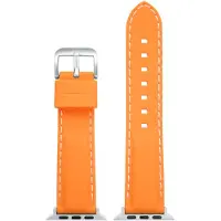 Eulit siliconen horlogeband geschikt voor Apple Watch 42/44/45/46 maat - Serie 1/2/3/4/5/6/7/8/9/10 + SE - silicon sport smart - 22 mm - oranje - edel metaal metalen gesp GLANZEND - incl. adapter
