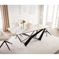 DELIFE Eetkamertafel Edge 200x100 keramiek Calacatta Luxe wit-goud-grijs spider vlak staal zwart