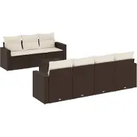 vidaXL 8-delige Loungeset met kussens poly rattan bruin
