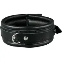 Kiotos leather Leren collar 5 cm gevoerd - zwart