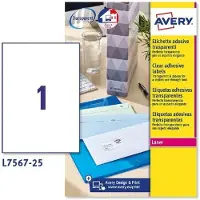 Avery Stickers/etiketten 210 x 297 mm Transparant 25 Lakens