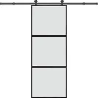 vidaXL Schuifdeur met beslag 76x205 cm gehard glas en aluminium