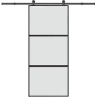 vidaXL Schuifdeur met beslag 90x205 cm gehard glas en aluminium