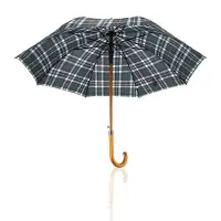 Discountershop Paraplu Geruit groen - Ø 105cm - Paraplu Houten handvat - Regenparaplu - windproof Klassiek