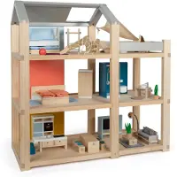 Small Foot Poppenhuis van natuurlijk materiaal met meubels