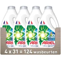 Ariel Vloeibaar Wasmiddel +Actieve Odor Defense - Vleugje Ambi Pur - 4 x 31 Wasbeurten - Voordeelverpakking