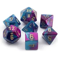 Chessex Gemini Blauw-Paars/goud Polydice Dobbelsteen Set (7 stuks)