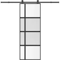vidaXL Schuifdeur met beslag 76x205 cm gehard glas en aluminium