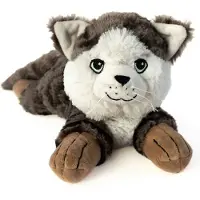 Habibi Magnetron Knuffel - kat / poes - Warmte knuffeldier - grijs - 35 cm - pittenzak