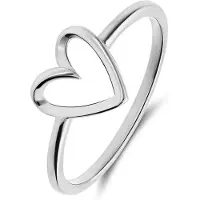 Lucardi Dames Zilveren ring hart - Ring - 925 Zilver - Zilverkleurig - 16 / 50 mm