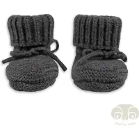 Lodger wollen baby slofjes antraciet Grijs Jongens/Meisjes Merinowol Effen - maat 6-12 mnd