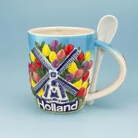 Matix Beker met lepel Holland tulpen color Zuiderzee