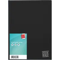 Soho Schrift met harde kaft – Collegeblok – Lijntjespapier – Gelinieerd – Notitieboek – Voorzien van kantlijn – 160 pagina’s – A5 Formaat – Zwart