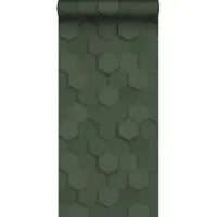 Origin Wallcoverings behang 3d hexagon motief donkergroen - 347852 - 0,53 x 10,05 m