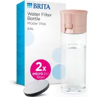 Brita waterfilterfles Vital apricot (0,6l) - incl. 2 MicroDisc filters - BPA-vrije drinkfles - vermindert PFAS*, chloor, herbiciden, pesticiden en andere onzuiverheden met behoud van mineralen