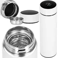 Springos Thermosfles - Thermoskan - LCD- Display - 500 ML - RVS - Wit