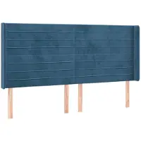 vidaXL Hoofdbord met randen 163x16x118/128 cm fluweel donkerblauw