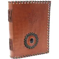 Ancient Wisdom Leren Notitieboek - Handgemaakt - Zwarte Onyx & Kompas - 17x12cm - 200 Pagina's