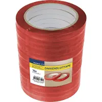 Raadhuis zakkensluittape PVC - 9mm x 66m - rood - 16 stuks - zakkensluiter tape