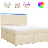 vidaXL Boxspring met matras stof crèmekleurig 180x200 cm