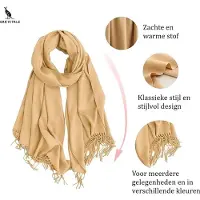 San vitale - Luxe Sjaal - Pashmina Shawl - Cashmere/Kasjmier Mix - Omslagdoek - Camel