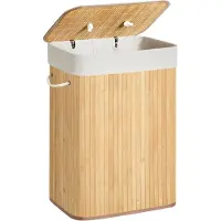 Mazazu MIRA Home - Wasmand - Kledingmand - Basic - Modern - Bamboe - Bruin - 40x30x60cm