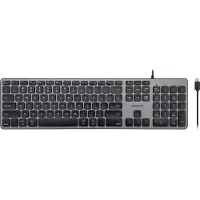 Macally UCZKEYHUBACSG Bedraad USB-C-toetsenbord met USB-hub met drie poorten voor Mac - Hub met 2 USB-A poorten en 1 USB-C poort - U.S. (Amerikaans Engels, ANSI) - Space gray
