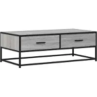 vidaXL Salontafel 100x50x35 cm bewerkt hout en metaal grijs sonoma